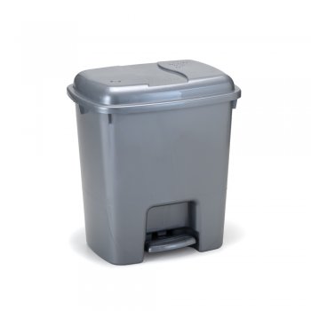 LIXEIRA RETANGULAR PRATA COM PEDAL ECO FLOW 14 L