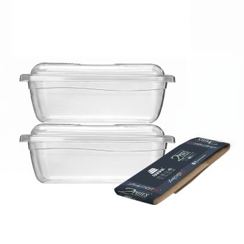 CONJUNTO 2 POTES QUADRADO 1 LITRO TRANSPARENTE LUVA